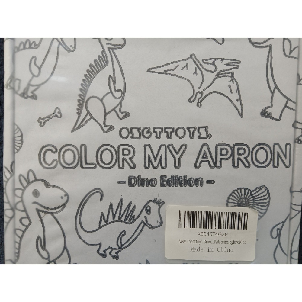 OSOTTOYS Color My Apron Dino Edition Kids DIY Coloring Kit with 12 Markers NEW - Picture 2 of 4